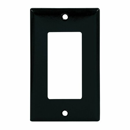COOPER INDUSTRIES Eaton Wallplate, 4-1/2 in L, 2-3/4 in W, 1-Gang, Thermoset, Black, High-Gloss 2151BK-BOX